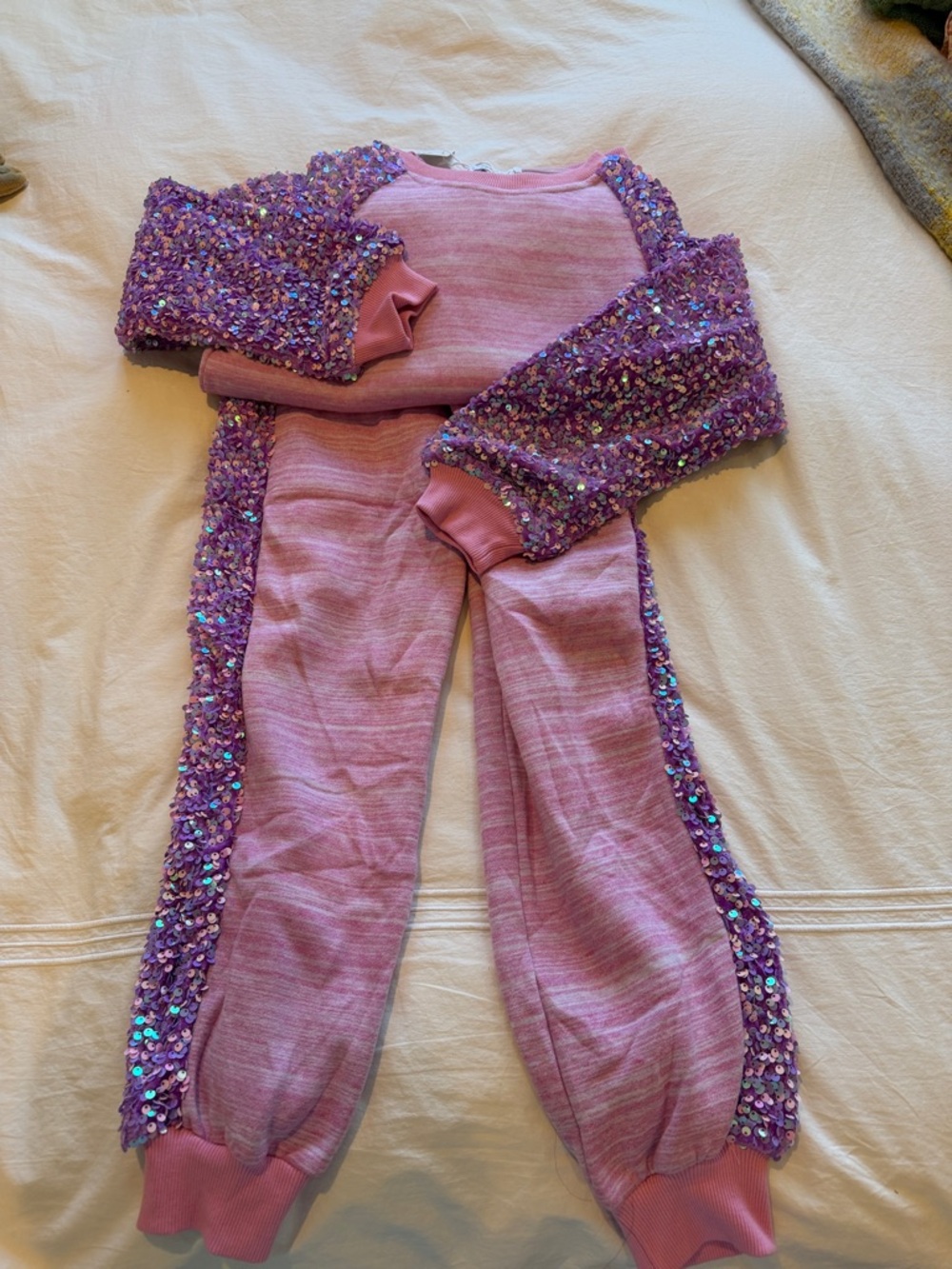 Girls Purple Sequin Trim Matching Set size 10